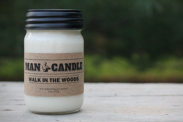 Man Candle - Best Soy/Beeswax Candle - 11 Oz Large Candle - Walk in the Woods Sent