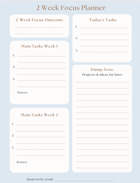 2-Week Focus Planner for Work and Personal Tasks