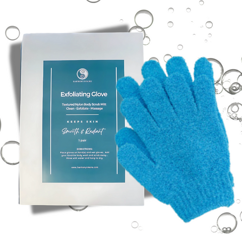 Exfoliating Gloves - Textured Nylon Bath - Blue - 1 Pair