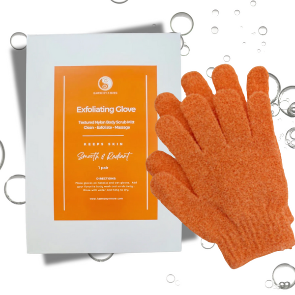 Exfoliating Gloves - Textured Nylon Bath - Orange - 1 Pair