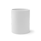 White ceramic mug with color-changing feature