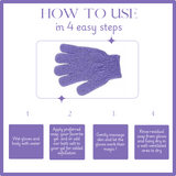 Full-body scrub experience with lavender exfoliating gloves