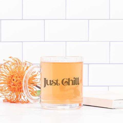 Just Chill Glass Mug for warm beverages