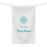 Stay Positive Microfiber Tea Towel in kitchen setting